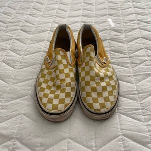 Yellow checkered slip on vans